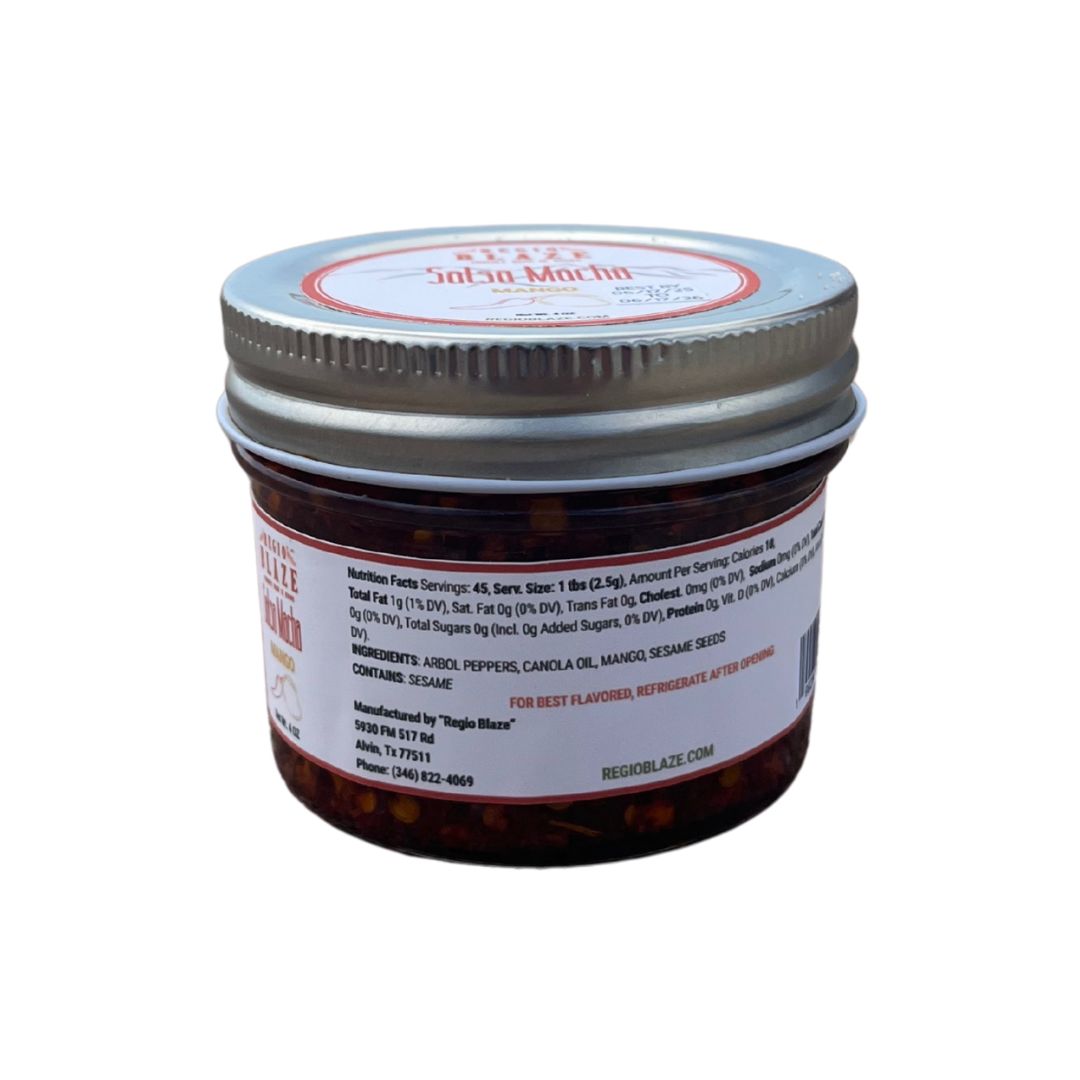Salsa Macha Mango – 4 oz | Spicy Chili Oil with Árbol Peppers & Mango in Canola Oil – Mexican Gourmet Sauce for Tacos, Meats & More